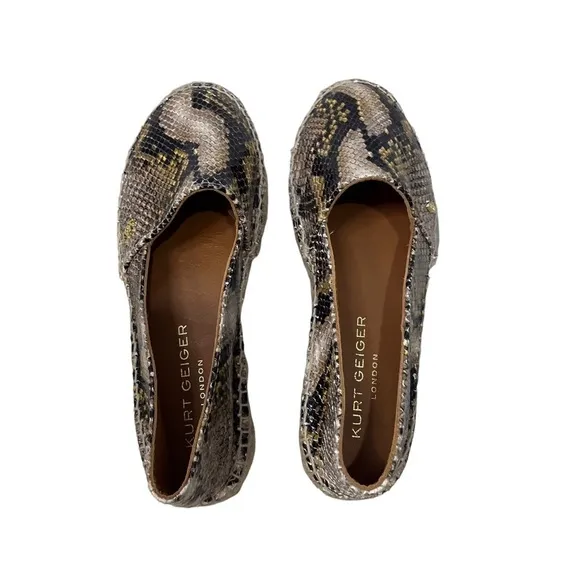 Kurt Geiger Morella Snake Print Platform Espadrille Shoes Size 38.5 (8)