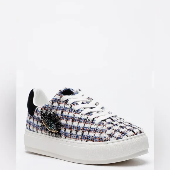 Kurt Geiger Women's London Eye Southbank Tweed Sneakers, Evil Eye Lace-Up Shoes