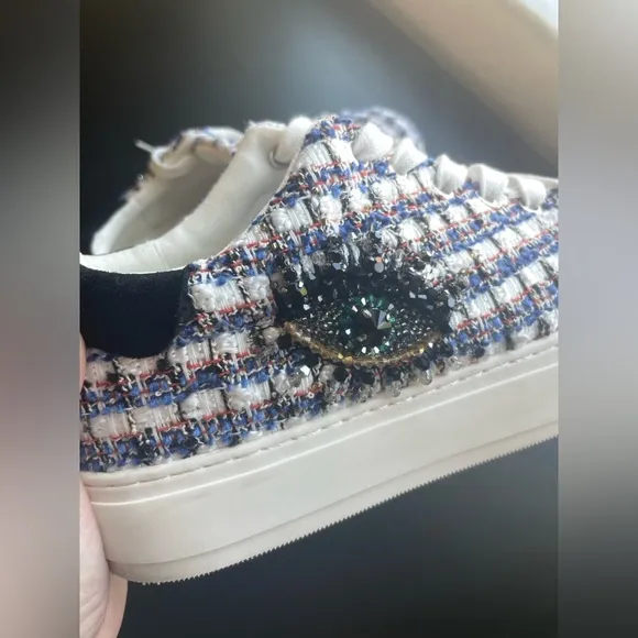 Kurt Geiger Women's London Eye Southbank Tweed Sneakers, Evil Eye Lace-Up Shoes