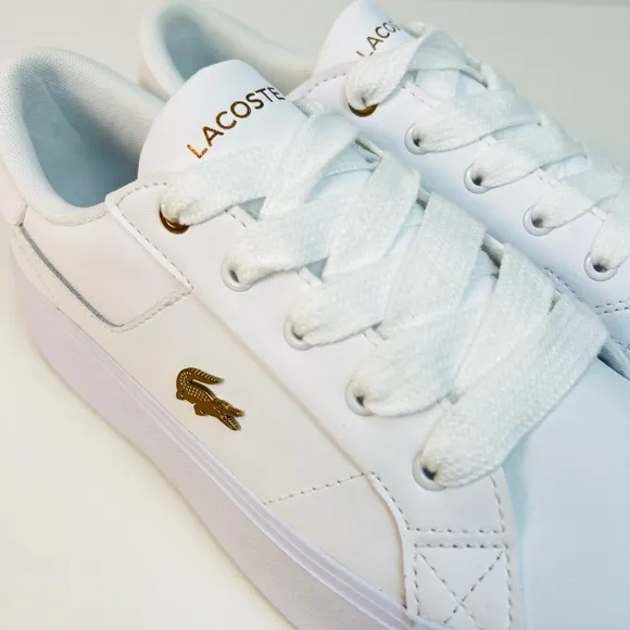 Lacoste Ziane Platform Court Sneakers White Leather Shoes Trainers Women's Sz 8