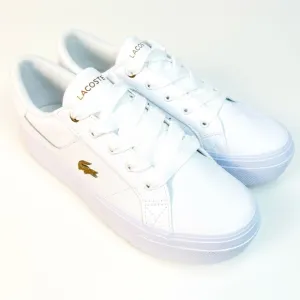 Lacoste Ziane Platform Court Sneakers White Leather Shoes Trainers Women's Sz 8