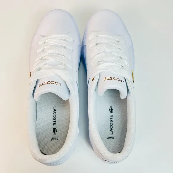 Lacoste Ziane Platform Court Sneakers White Leather Shoes Trainers Women's Sz 8