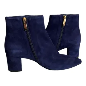 L’AGENCE Jeanne Suede Ankle Boots In Midnight Blue Size 39 EU