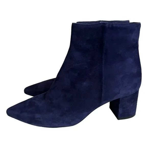 L’AGENCE Jeanne Suede Ankle Boots In Midnight Blue Size 39 EU
