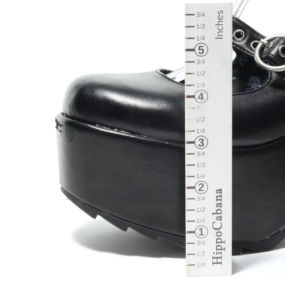 Lamoda RUN THE WORLD Platform Mary Jane Shoes Women 7-7.5 Punk Goth Emo Black