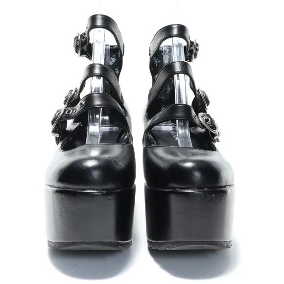 Lamoda RUN THE WORLD Platform Mary Jane Shoes Women 7-7.5 Punk Goth Emo Black