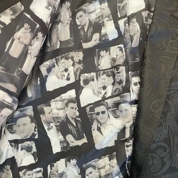 Lansky Bros. Clothier To The King Floral Black Men's 52L Polyester 2 Button Slim