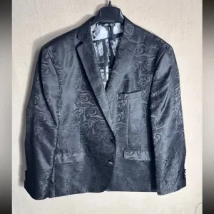 Lansky Bros. Clothier To The King Floral Black Men's 52L Polyester 2 Button Slim