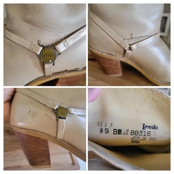 Laredo Chic Vintage Beige  Stacked Heel Boot - 9B