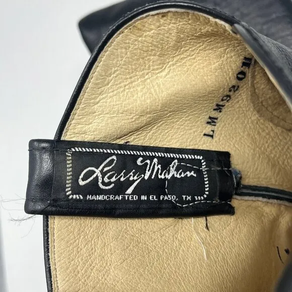 Larry Mahan cowboy roper boots black leather 7E