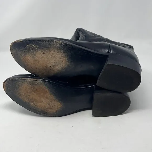 Larry Mahan cowboy roper boots black leather 7E