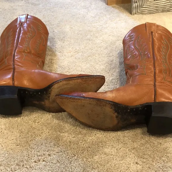 LARRY MAHAN VINTAGE LEATHER AND REPTILE COWGIRL BOOTS