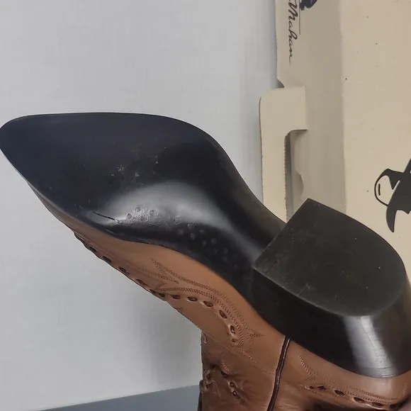Larry Mahan Vintage Size 8 Leather Tan Taupe Western Cowboy Cowgirl Boots