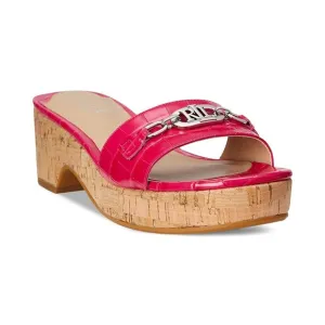 Lauren Ralph Lauren Platform Slide Sandals Roxanne Sz 8 Pink Croc