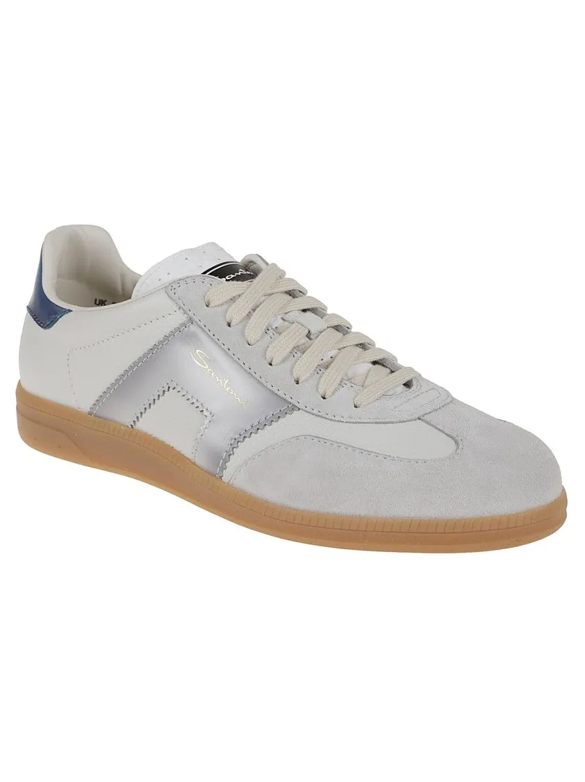 Leather And Suede Sneakers With Lace-Up Closure