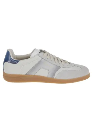 Leather And Suede Sneakers With Lace-Up Closure