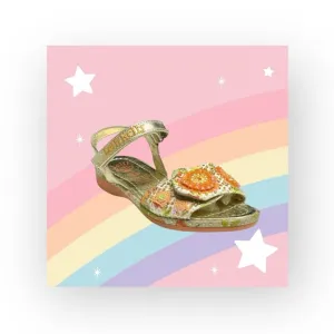 Lelli Kelly ✿ Beaded Floral Ankle Strap Sandals ✿ Orange   Metallic Gold ✿ 34 2M