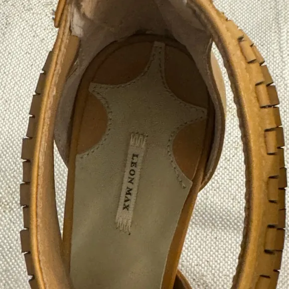 Leon Max OrangeTan Xile Leather Back Zip Stiletto Platform Sandals