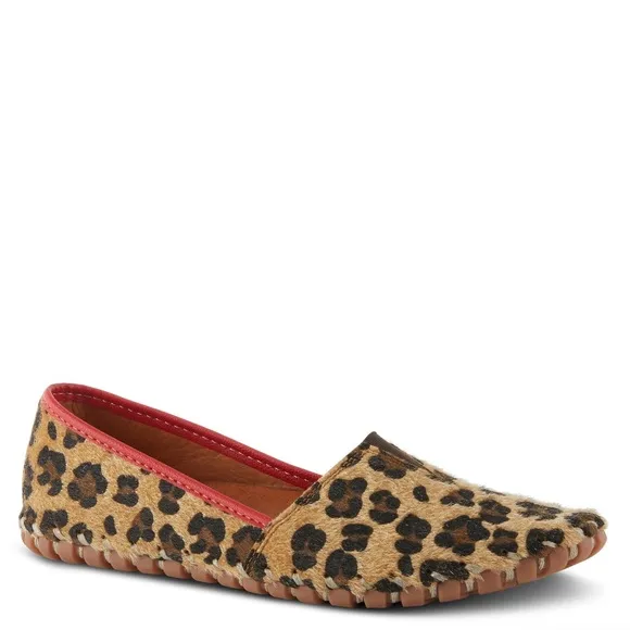 Leopard Print Women's Shoes with Red Trim
