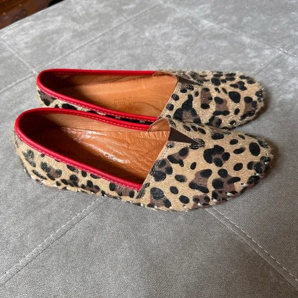Leopard Print Women's Shoes with Red Trim