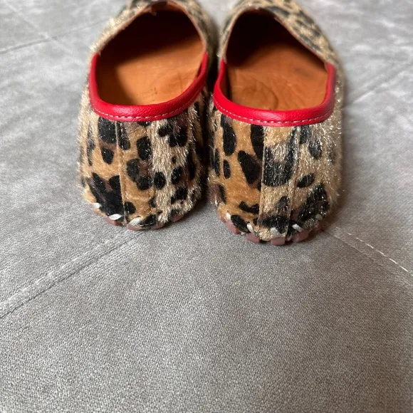 Leopard Print Women's Shoes with Red Trim