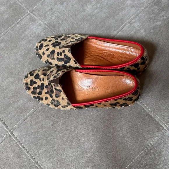 Leopard Print Women's Shoes with Red Trim