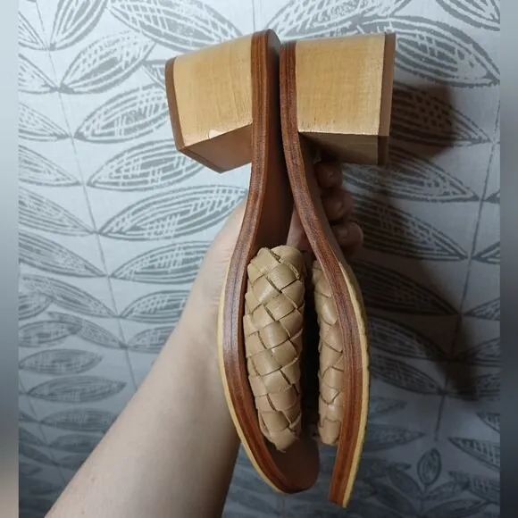 Liberte Santorini Mule Sandals Slides Woven Leather Tan Boho Neutral Minimalist