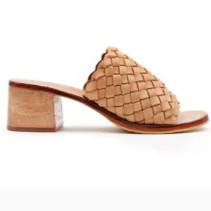 Liberte Santorini Mule Sandals Slides Woven Leather Tan Boho Neutral Minimalist