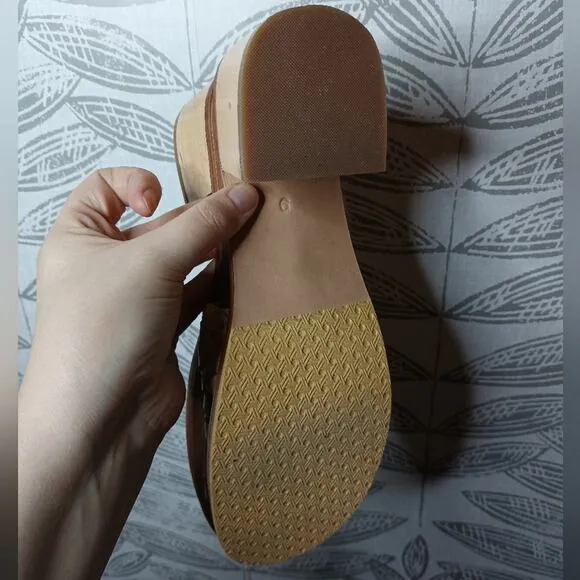 Liberte Santorini Mule Sandals Slides Woven Leather Tan Boho Neutral Minimalist