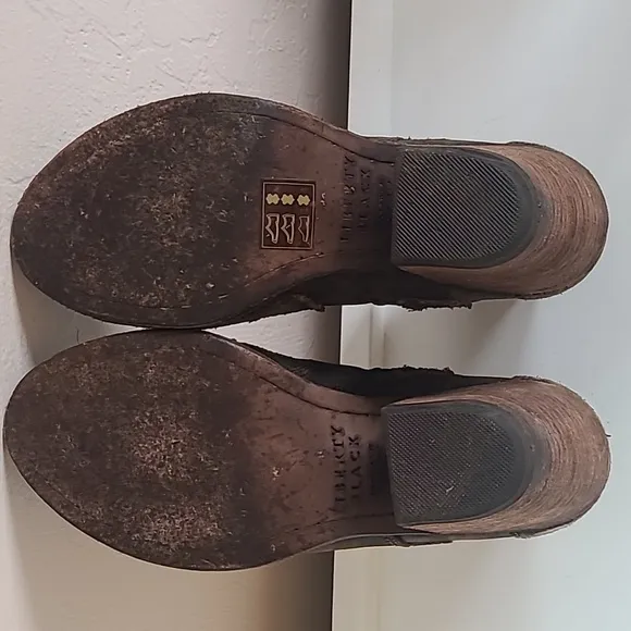 Liberty Black Peep Toe Western Bootie T Moro Brown Leather Size 8