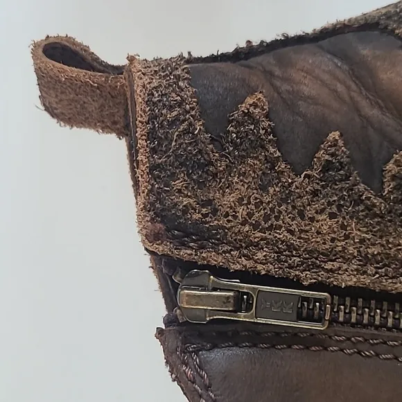 Liberty Black Peep Toe Western Bootie T Moro Brown Leather Size 8