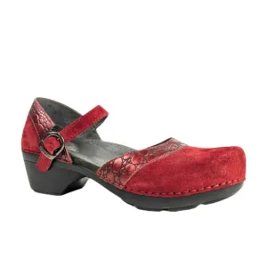 LIKE NEW Dansko Sally Red Suede Crocodile Mary Jane Shoe Size 8 (38)