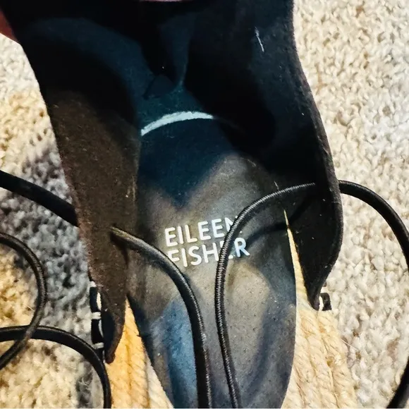 Like New ☀️ Eileen Fisher Black Sueded Women’s Leather Espadrille Women’s SZ 12
