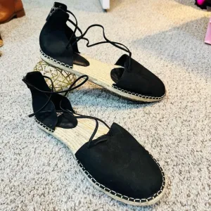 Like New ☀️ Eileen Fisher Black Sueded Women’s Leather Espadrille Women’s SZ 12