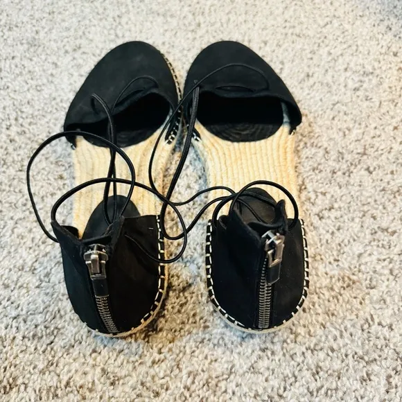 Like New ☀️ Eileen Fisher Black Sueded Women’s Leather Espadrille Women’s SZ 12