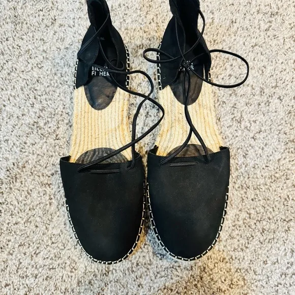 Like New ☀️ Eileen Fisher Black Sueded Women’s Leather Espadrille Women’s SZ 12