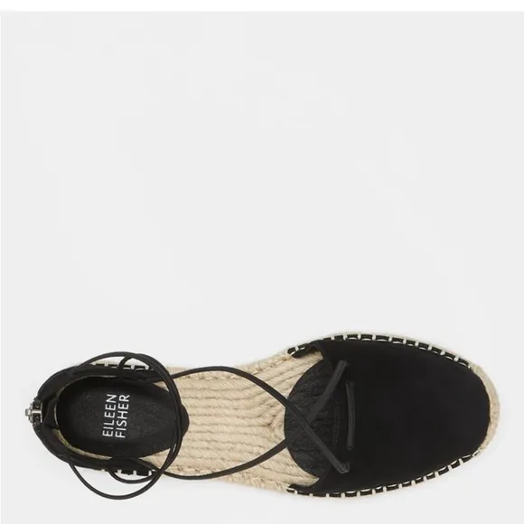 Like New ☀️ Eileen Fisher Black Sueded Women’s Leather Espadrille Women’s SZ 12