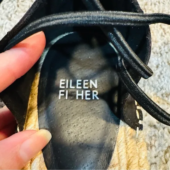 Like New ☀️ Eileen Fisher Black Sueded Women’s Leather Espadrille Women’s SZ 12