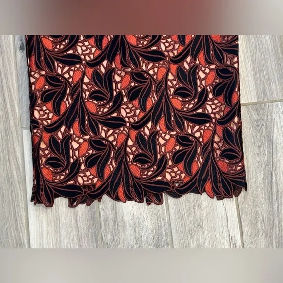 Like New Size 8 Antonio Melani Fall Leaf Cut Out Overlay midi skirt flawless