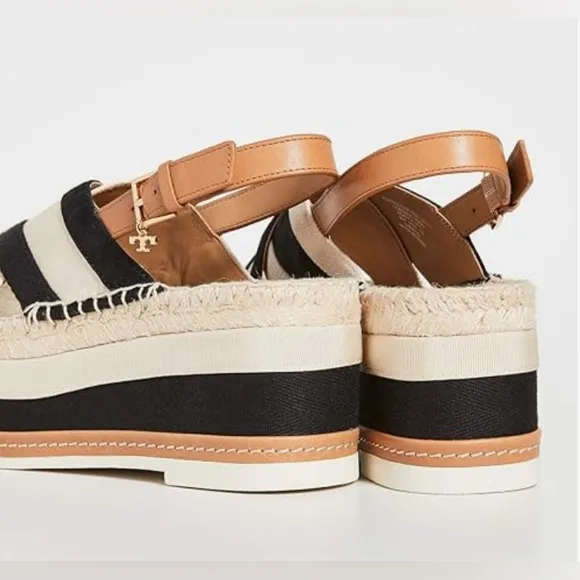 Like New! Tory Burch Criss-Cross Platform Slingback Espadrille Sandals size 7
