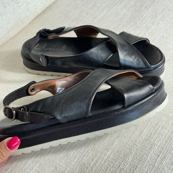 Lili mill  made‎ in Italy leather platform sandals