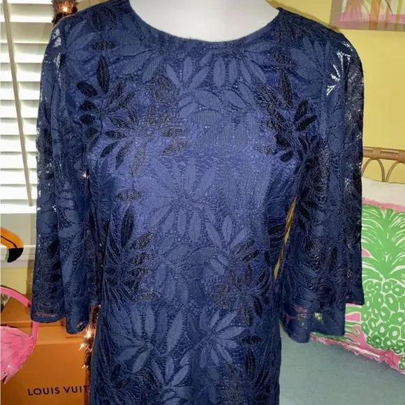 Lilly Pulitzer NWT Jackelin Romper Fern Gallery Lace Navy $238 Size 00,0