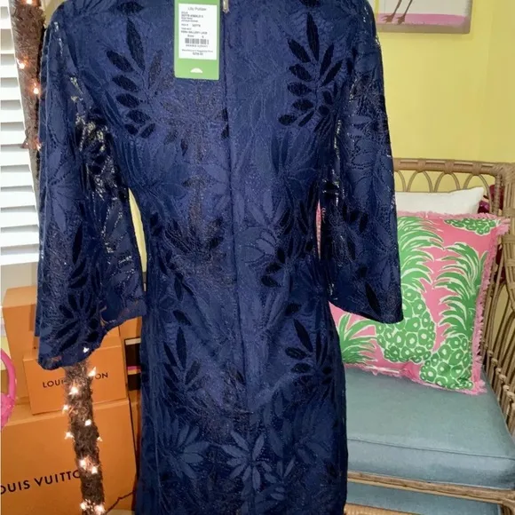 Lilly Pulitzer NWT Jackelin Romper Fern Gallery Lace Navy $238 Size 00,0