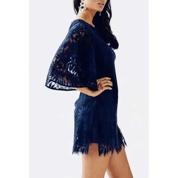 Lilly Pulitzer NWT Jackelin Romper Fern Gallery Lace Navy $238 Size 00,0