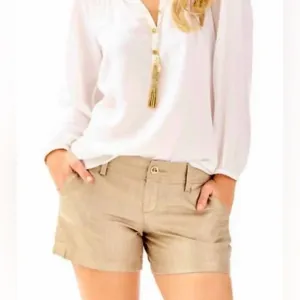 Lilly Pulitzer ‘The Callahan’ 5” Linen Shorts in Golden Bronze | NWOT
