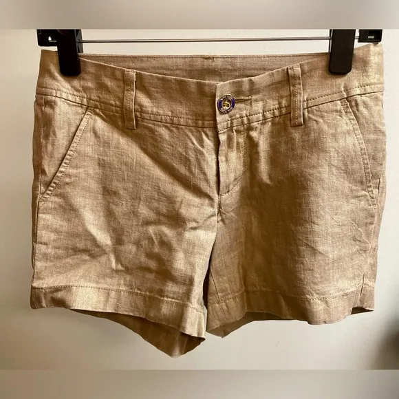 Lilly Pulitzer ‘The Callahan’ 5” Linen Shorts in Golden Bronze | NWOT