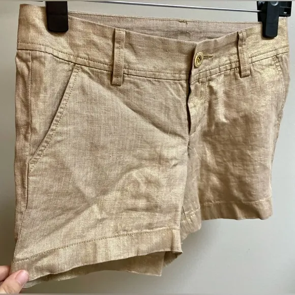 Lilly Pulitzer ‘The Callahan’ 5” Linen Shorts in Golden Bronze | NWOT
