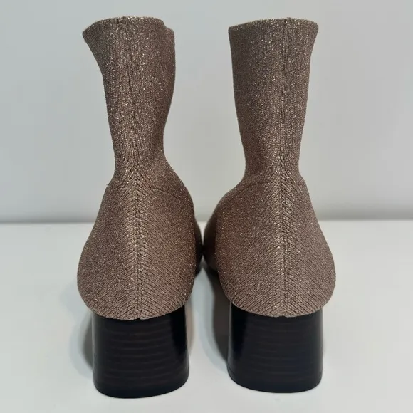 Loeffler Randall Carter Pink Metallic Knit Sock Bootie Size 10