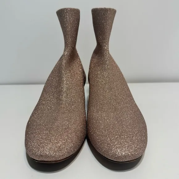 Loeffler Randall Carter Pink Metallic Knit Sock Bootie Size 10