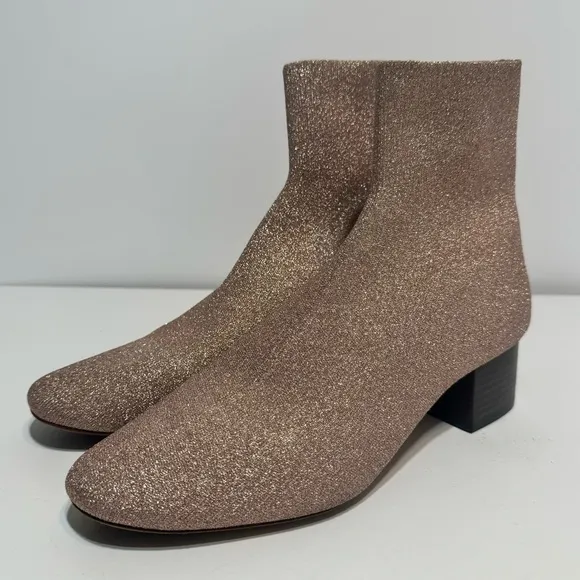 Loeffler Randall Carter Pink Metallic Knit Sock Bootie Size 10